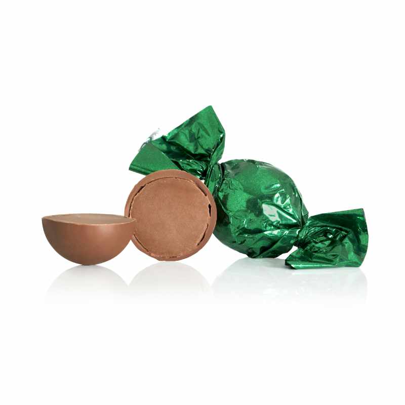 Billede af Fyldte chokoladekugler m/ nougat - Mørkegrøn - 1 kg
