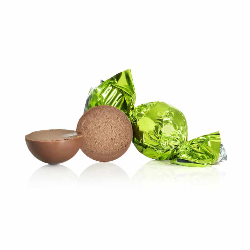 Se Fyldte chokoladekugler m/ lakridscreme - Lysegrøn - 1 kg hos Cocoture.dk