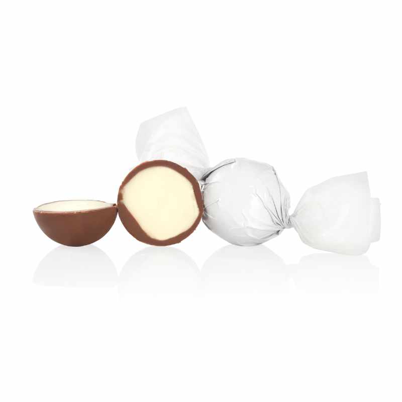 Billede af Fyldte chokoladekugler m/ kokos - Hvid - 1 kg