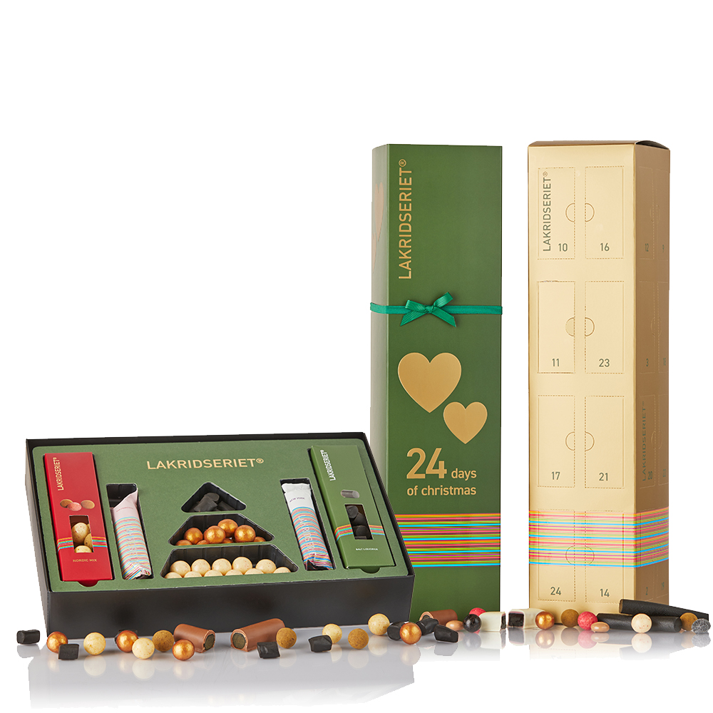Ultimativ Lakrids julekalender og mere lakrids  grøn/guld