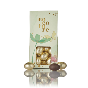 Cocoture æske Grøn Med Fyldte Påskeæg Guld Folie 100g