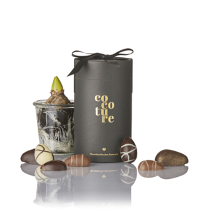 Marcipanæg og fyldte chokoladeæg i sort Cocoture gaverør - 255g
