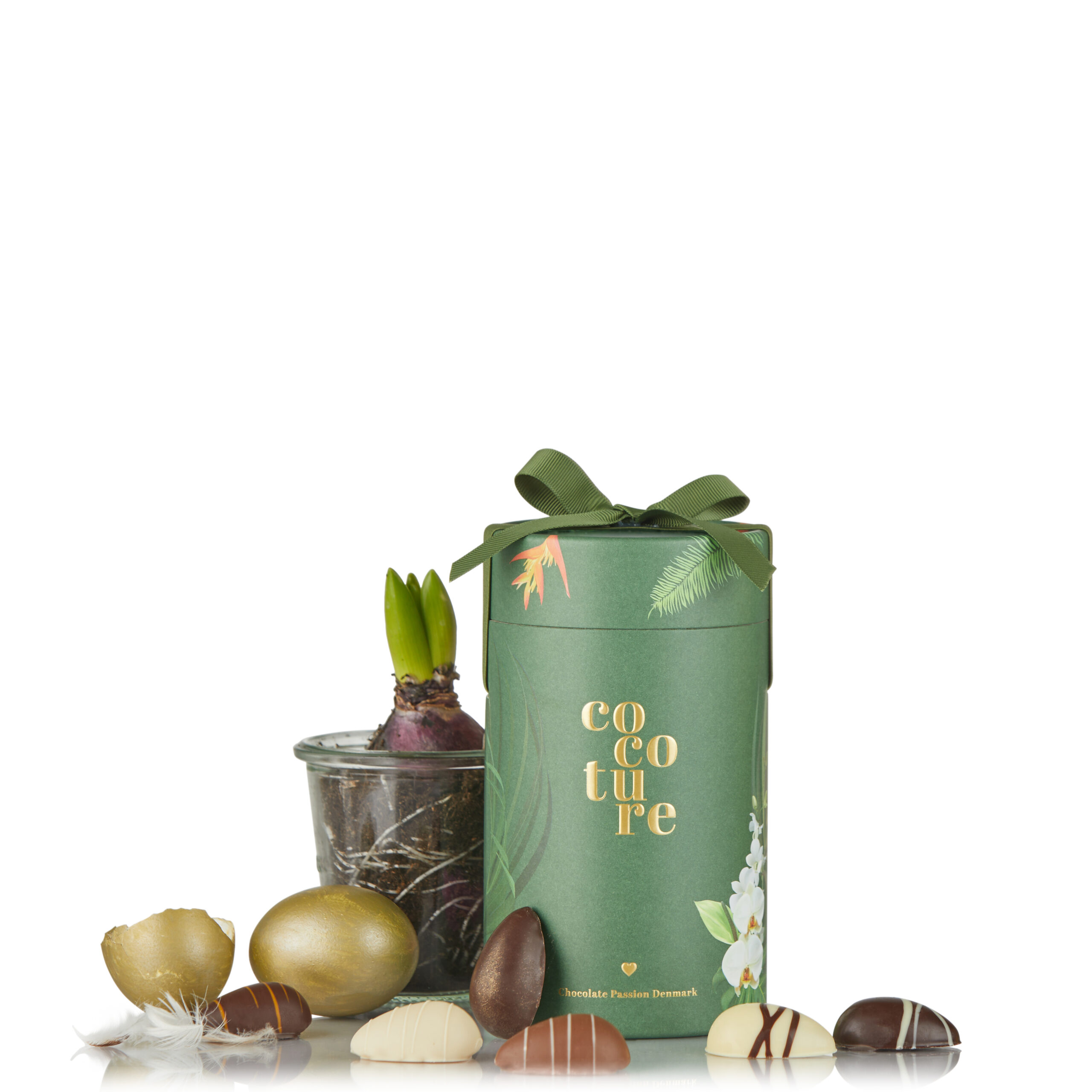 Marcipanæg Fyldte Chokoladeæg Mørkegrønt Cocoture Gaverør 255g