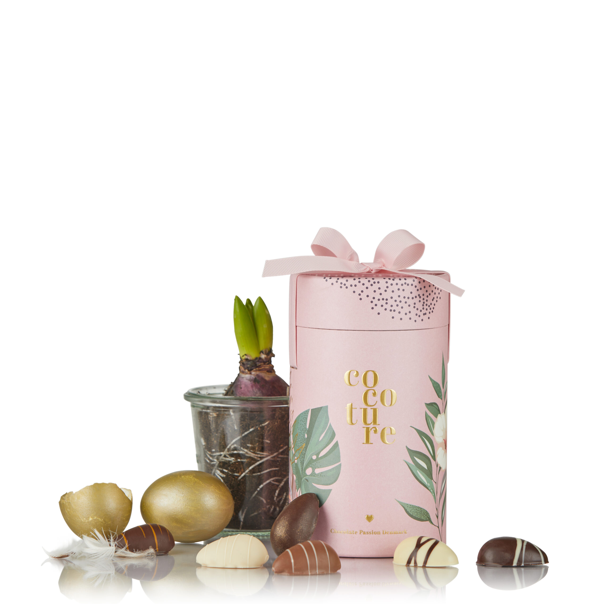 Marcipanæg Fyldte Chokoladeæg Lyserødt Cocoture Gaverør 255g