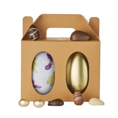 Påske-gaveæske med 2 x Cocoture metal-påskeæg med chokolade - 575g