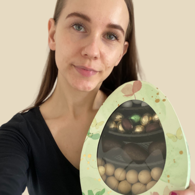 Årets påskeæske med Cocoture marcipanæg og chokoladeæg – 400g