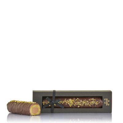 "Dubai" marcipanbrød med pistacie og nougatkerne i sort æske - 500g