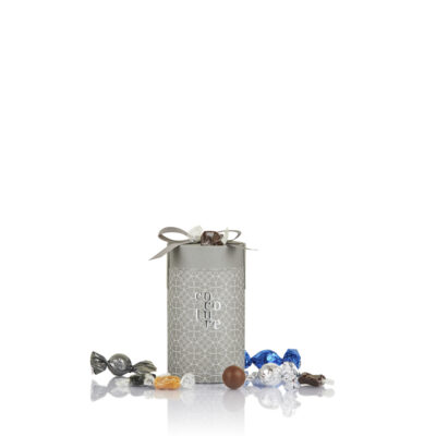 Cocoture fyldte chokoladekugler og karameller i gråt gaverør - 250g