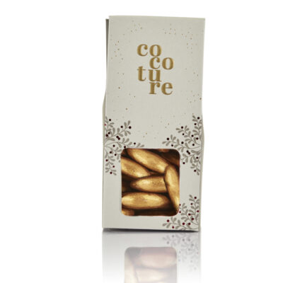 "Guld" mandler med flødechokolade i grå Cocoture æske - 90g